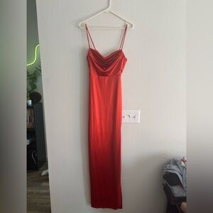 WINDSOR BLOOD ORANGE RED SATIN DRESS